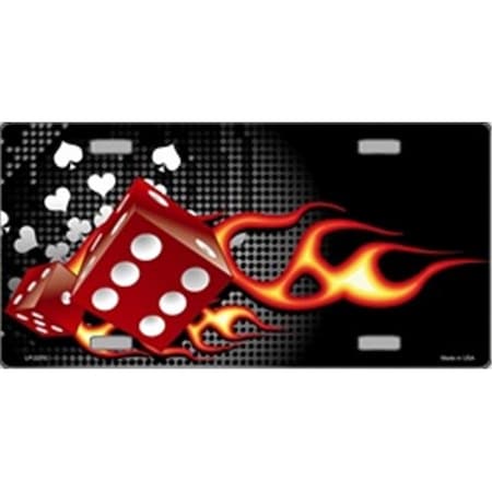 Powerhouse Fire Dice Flame Flat Automotive License Plates PO519237